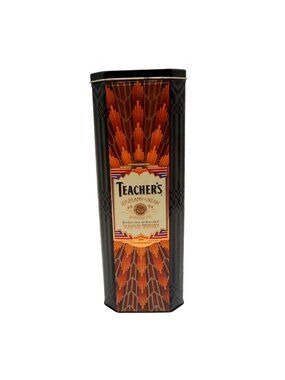 Teacher’s Highland Cream Scotch Whisky Art Deco Octagonal Tin Vintage 11.6"